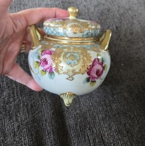 Antique NIPPON Elegant Floral Porcelain Sugar Bowl/creamer with Gold Accents